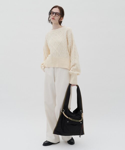CIAOPANIC TYPY(チャオパニックティピー)の「:ZOZO限定【TYNNE.】トライアングルミックスコードデザインBAG(トートバッグ・レディース・ブラック/ベージュ・ONE SIZE)」の6枚目の写真
