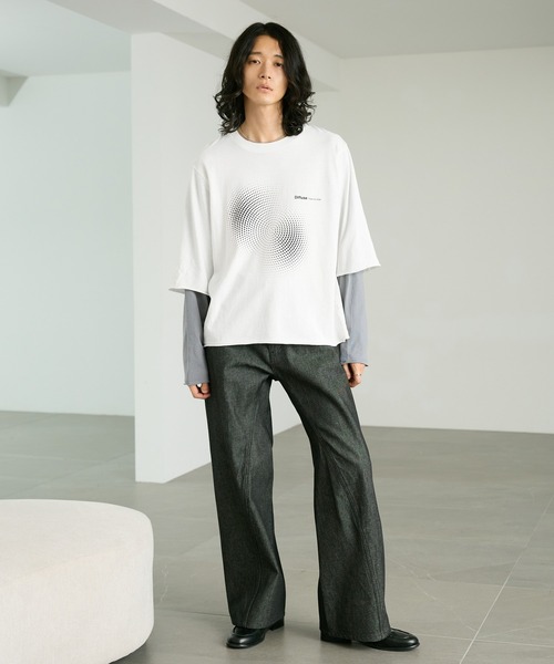 RAGEBLUE（レイジブルー）の「GRAPHIC LAYERED LONG TEE/グラフィックレイヤードロンＴ（Tシャツ/カットソー・メンズ・ホワイト/ブラック・MEDIUM/LARGE）」の3枚目の写真