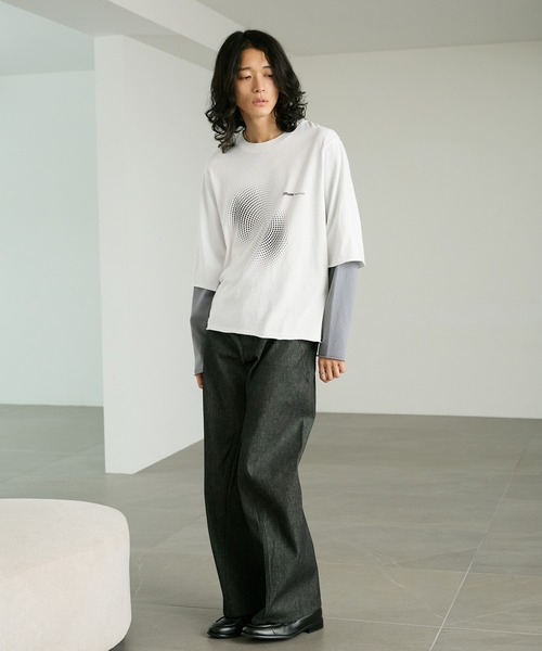 RAGEBLUE（レイジブルー）の「GRAPHIC LAYERED LONG TEE/グラフィックレイヤードロンＴ（Tシャツ/カットソー・メンズ・ホワイト/ブラック・MEDIUM/LARGE）」の4枚目の写真