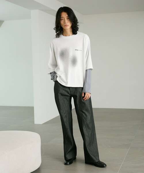 RAGEBLUE（レイジブルー）の「GRAPHIC LAYERED LONG TEE/グラフィックレイヤードロンＴ（Tシャツ/カットソー・メンズ・ホワイト/ブラック・MEDIUM/LARGE）」の5枚目の写真