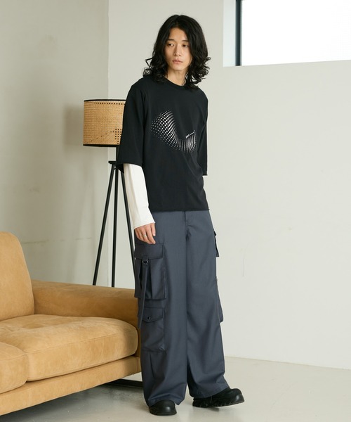 RAGEBLUE（レイジブルー）の「GRAPHIC LAYERED LONG TEE/グラフィックレイヤードロンＴ（Tシャツ/カットソー・メンズ・ホワイト/ブラック・MEDIUM/LARGE）」の10枚目の写真