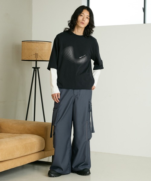 RAGEBLUE（レイジブルー）の「GRAPHIC LAYERED LONG TEE/グラフィックレイヤードロンＴ（Tシャツ/カットソー・メンズ・ホワイト/ブラック・MEDIUM/LARGE）」の11枚目の写真