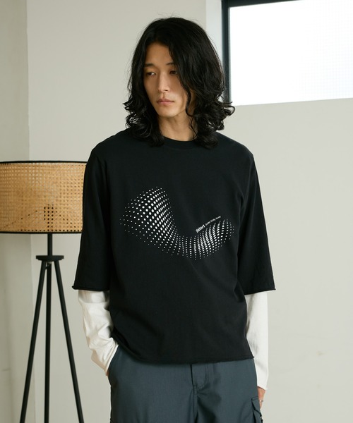 RAGEBLUE（レイジブルー）の「GRAPHIC LAYERED LONG TEE/グラフィックレイヤードロンＴ（Tシャツ/カットソー・メンズ・ホワイト/ブラック・MEDIUM/LARGE）」の15枚目の写真