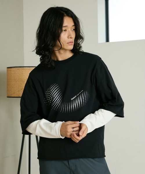 RAGEBLUE（レイジブルー）の「GRAPHIC LAYERED LONG TEE/グラフィックレイヤードロンＴ（Tシャツ/カットソー・メンズ・ホワイト/ブラック・MEDIUM/LARGE）」の16枚目の写真