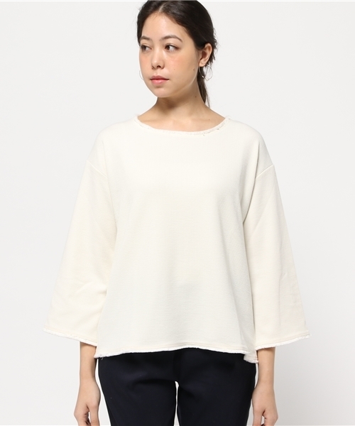 Discoat Parisien(ディスコートパリシアン)の「フリンジ付タテリップルプルオーバー(Tシャツ/カットソー・レディース・オフホワイト/グレー/キャメル・LARGE/MEDIUM)」の4枚目の写真