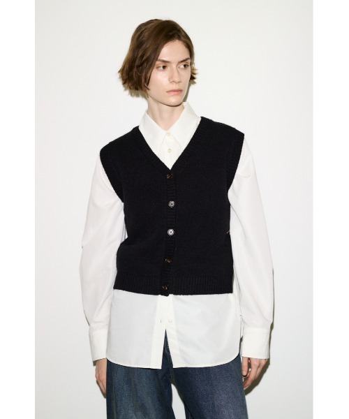THROW by SLY(スローバイスライ)の「THROW 2WAY BUTTON KNIT VEST 2ウェイボタンニットベスト 秋服(ベスト・レディース・グレイッシュベージュ/ブラック・FREE)」の9枚目の写真
