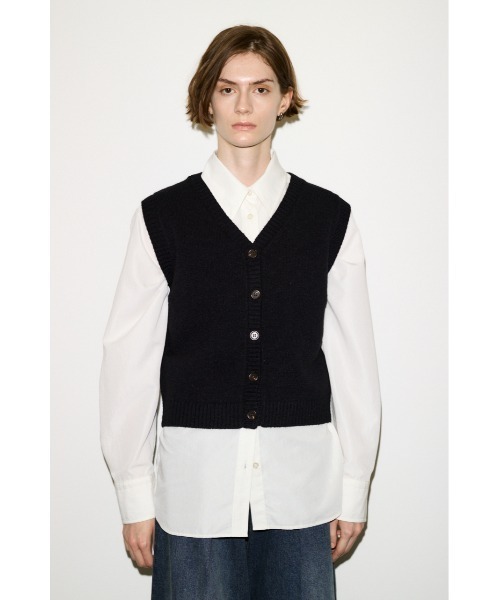 THROW by SLY(スローバイスライ)の「THROW 2WAY BUTTON KNIT VEST 2ウェイボタンニットベスト 秋服(ベスト・レディース・グレイッシュベージュ/ブラック・FREE)」の12枚目の写真