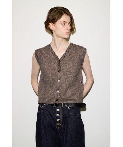 THROW by SLY(スローバイスライ)の「THROW 2WAY BUTTON KNIT VEST 2ウェイボタンニットベスト 秋服(ベスト・レディース・グレイッシュベージュ/ブラック・FREE)」の13枚目の写真