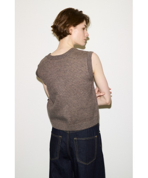 THROW by SLY(スローバイスライ)の「THROW 2WAY BUTTON KNIT VEST 2ウェイボタンニットベスト 秋服(ベスト・レディース・グレイッシュベージュ/ブラック・FREE)」の17枚目の写真