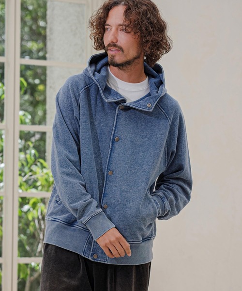 CAMBIO（カンビオ）の「mj11898- Washed Denim Fleece Snap Hoodie フードジャケット(CMP-262-005)（その他アウター・メンズ・ブルー/ブルー系その他・L/M/S）」の3枚目の写真