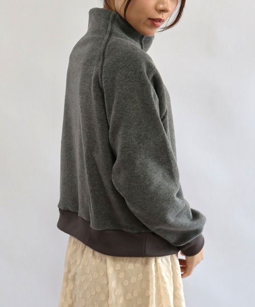 etre relie（エトレリー）の「フリースボトルネックプルオーバー（Tシャツ/カットソー・レディース・ネイビー/ライトグレー/チャコールグレー・M）」の6枚目の写真