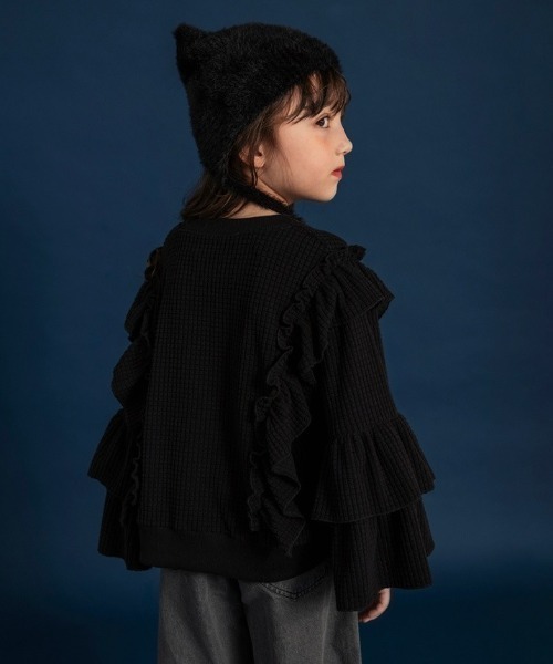 BRANSHES（ブランシェス）の「【WEB限定】ボリュームフリルトレーナー（スウェット・キッズ・ブラウン/ブラック・110/100/150/140/130/120）」の5枚目の写真
