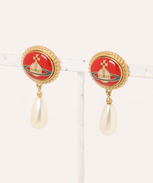 Vivienne Westwood（ヴィヴィアンウエストウッド）の「ENAMEL BUTTON EARRINGS（イヤリング・レディース・レッド系その他4/レッド系その他3/ブラック系その他/イエロー/イエロー系その他2・FREE）」の5枚目の写真