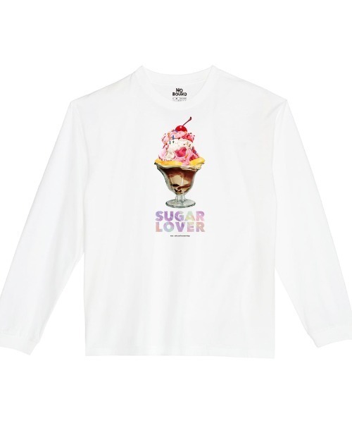NOBOUND(ノーバウンド)の「NOBOUND(ノーバウンド) 長袖Tシャツ パフェイラスト プリント ビッグシルエット ロンT トップス カットソー レディース(Tシャツ/カットソー・レディース・ブラック/ホワイト・S)」の2枚目の写真