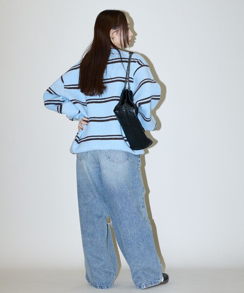 FREAK'S STORE(フリークスストア)の「限定展開 ボーダー カラー クルーネック ニット(ニット/セーター・メンズ・チャコールグレー/ブラウン/ブラック/サックスブルー・SMALL/MEDIUM/LARGE)」の21枚目の写真