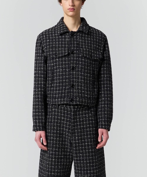 MSGM(エムエスジーエム)の「ブークレツイード ジャケット(ブルゾン・メンズ・ブラック・46/48)」の2枚目の写真