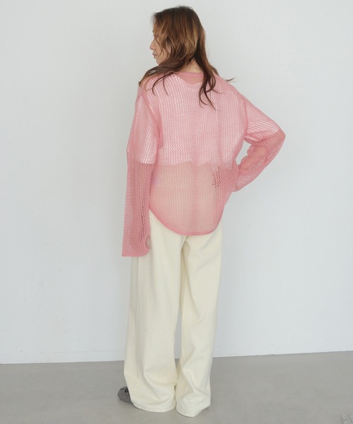 CLEIO(クレイオ)の「【CLEIO】モヘヤタッチメッシュニットプルオーバー MOHAIR-TOUCH MESH KNIT PULLOVER(ニット/セーター・レディース・ブラック/ベージュ/ピンク/サックスブルー・FREE)」の6枚目の写真