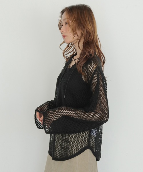 CLEIO(クレイオ)の「【CLEIO】モヘヤタッチメッシュニットプルオーバー MOHAIR-TOUCH MESH KNIT PULLOVER(ニット/セーター・レディース・ブラック/ベージュ/ピンク/サックスブルー・FREE)」の11枚目の写真