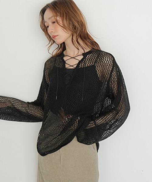 CLEIO(クレイオ)の「【CLEIO】モヘヤタッチメッシュニットプルオーバー MOHAIR-TOUCH MESH KNIT PULLOVER(ニット/セーター・レディース・ブラック/ベージュ/ピンク/サックスブルー・FREE)」の12枚目の写真