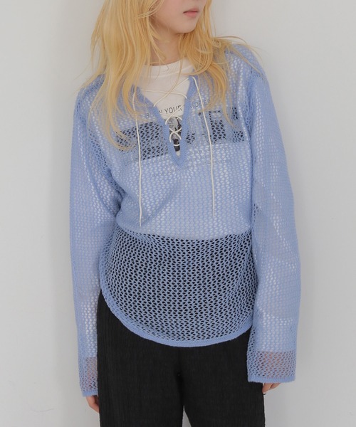 CLEIO(クレイオ)の「【CLEIO】モヘヤタッチメッシュニットプルオーバー MOHAIR-TOUCH MESH KNIT PULLOVER(ニット/セーター・レディース・ブラック/ベージュ/ピンク/サックスブルー・FREE)」の20枚目の写真