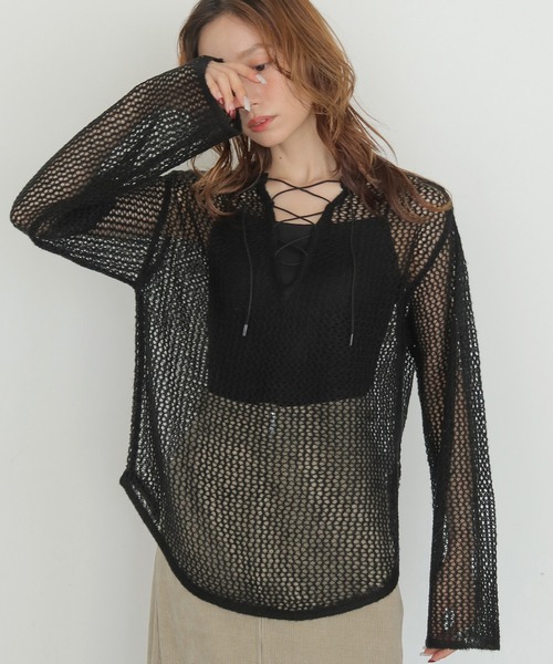 CLEIO(クレイオ)の「【CLEIO】モヘヤタッチメッシュニットプルオーバー MOHAIR-TOUCH MESH KNIT PULLOVER(ニット/セーター・レディース・ブラック/ベージュ/ピンク/サックスブルー・FREE)」の8枚目の写真