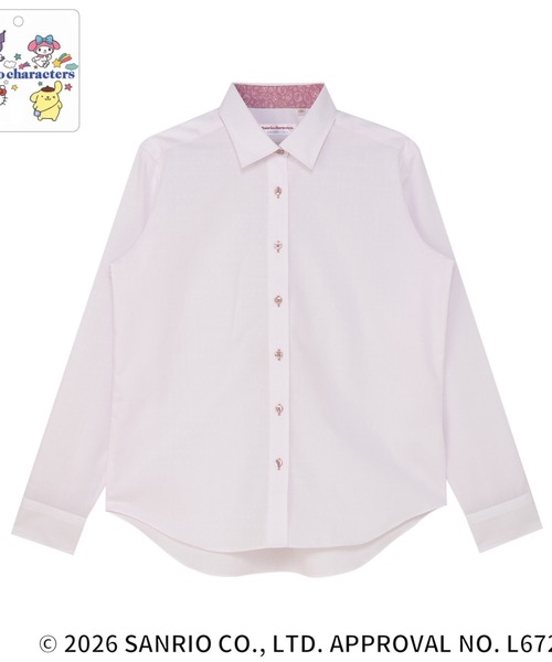 TOKYO SHIRTS(トウキョウシャツ)の「【サンリオキャラクターズ×TOKYO SHIRTS】 形態安定ノンアイロン ワイド 長袖ビジネスワイシャツ(ビジネスシャツ・レディース・ピンク・L/LL/M)」の1枚目の写真