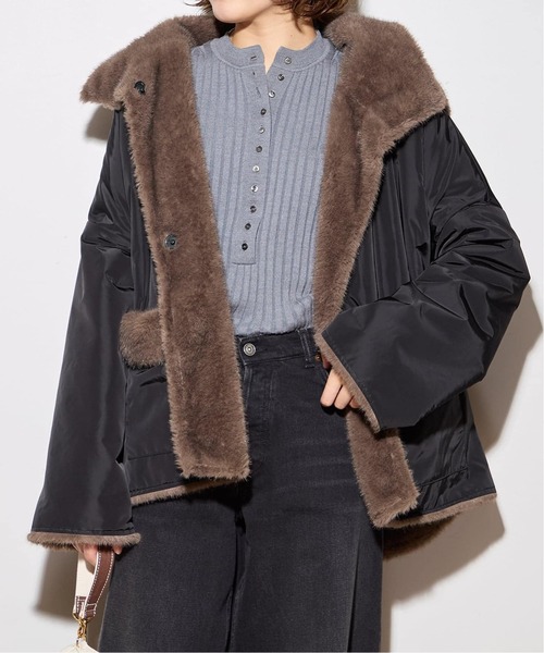 collection PRIVEE?(コレクションプリヴェ)の「COLLECTION PRIVEE? 別注 ECO-FUR JK hoodpockets ジャケット(その他アウター・レディース・ブラック系その他・42)」の1枚目の写真