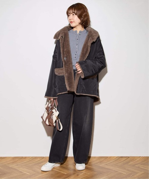 collection PRIVEE?(コレクションプリヴェ)の「COLLECTION PRIVEE? 別注 ECO-FUR JK hoodpockets ジャケット(その他アウター・レディース・ブラック系その他・42)」の2枚目の写真