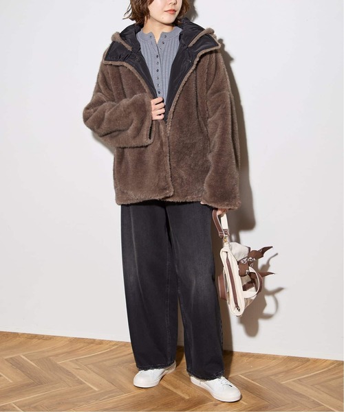 collection PRIVEE?(コレクションプリヴェ)の「COLLECTION PRIVEE? 別注 ECO-FUR JK hoodpockets ジャケット(その他アウター・レディース・ブラック系その他・42)」の6枚目の写真