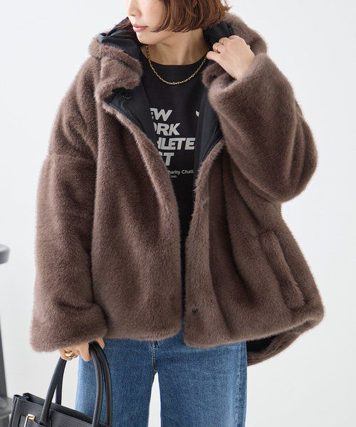 collection PRIVEE?(コレクションプリヴェ)の「COLLECTION PRIVEE? 別注 ECO-FUR JK hoodpockets ジャケット(その他アウター・レディース・ブラック系その他・42)」の12枚目の写真