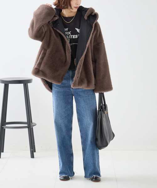 collection PRIVEE?(コレクションプリヴェ)の「COLLECTION PRIVEE? 別注 ECO-FUR JK hoodpockets ジャケット(その他アウター・レディース・ブラック系その他・42)」の13枚目の写真