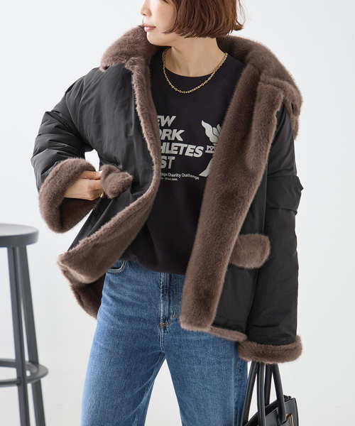 collection PRIVEE?(コレクションプリヴェ)の「COLLECTION PRIVEE? 別注 ECO-FUR JK hoodpockets ジャケット(その他アウター・レディース・ブラック系その他・42)」の16枚目の写真