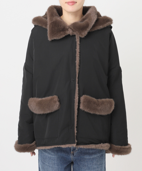 collection PRIVEE?(コレクションプリヴェ)の「COLLECTION PRIVEE? 別注 ECO-FUR JK hoodpockets ジャケット(その他アウター・レディース・ブラック系その他・42)」の19枚目の写真