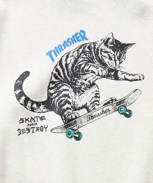 THRASHER（スラッシャー）の「THRASHER/スラッシャー 限定展開 別注 キャットモチーフ プリント スウェット（スウェット・メンズ・ピンク/アッシュグレー/スミクロ/ネイビー・SMALL/LARGE/MEDIUM）」の13枚目の写真
