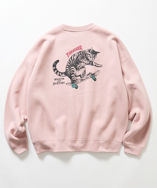 THRASHER（スラッシャー）の「THRASHER/スラッシャー 限定展開 別注 キャットモチーフ プリント スウェット（スウェット・メンズ・ピンク/アッシュグレー/スミクロ/ネイビー・SMALL/LARGE/MEDIUM）」の15枚目の写真