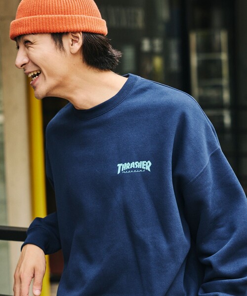 THRASHER（スラッシャー）の「THRASHER/スラッシャー 限定展開 別注 キャットモチーフ プリント スウェット（スウェット・メンズ・ピンク/アッシュグレー/スミクロ/ネイビー・SMALL/LARGE/MEDIUM）」の5枚目の写真