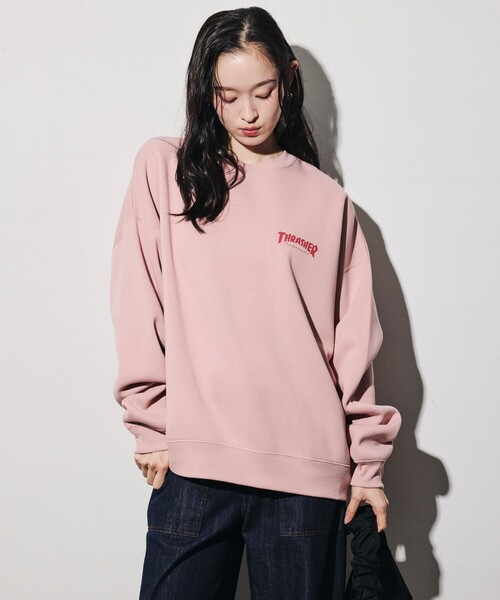 THRASHER（スラッシャー）の「THRASHER/スラッシャー 限定展開 別注 キャットモチーフ プリント スウェット（スウェット・メンズ・ピンク/アッシュグレー/スミクロ/ネイビー・SMALL/LARGE/MEDIUM）」の6枚目の写真