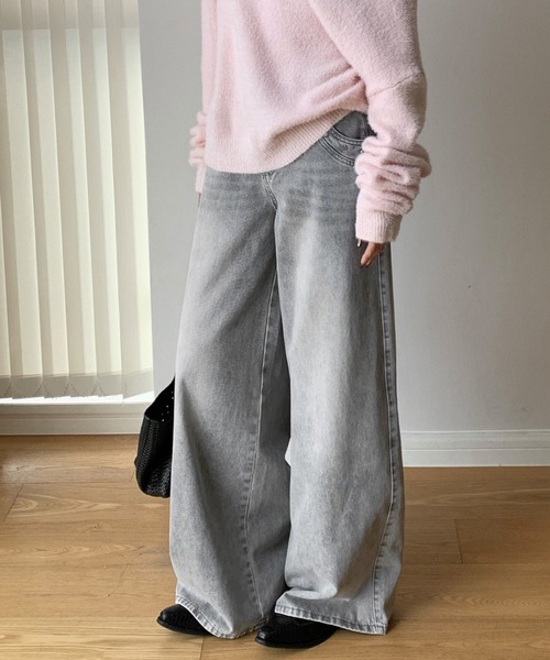 CHUN CHUN NOTES(チュンチュンノーツ)の「26AW/スタッズデザインウォッシュワイドデニムパンツ(デニムパンツ・レディース・ネイビー/グレー・S/M)」の9枚目の写真