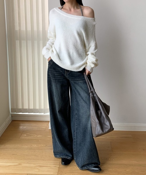 CHUN CHUN NOTES(チュンチュンノーツ)の「26AW/スタッズデザインウォッシュワイドデニムパンツ(デニムパンツ・レディース・ネイビー/グレー・S/M)」の13枚目の写真