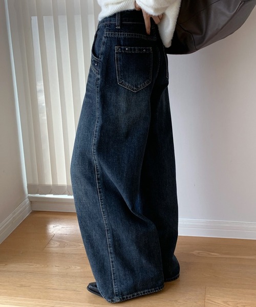 CHUN CHUN NOTES(チュンチュンノーツ)の「26AW/スタッズデザインウォッシュワイドデニムパンツ(デニムパンツ・レディース・ネイビー/グレー・S/M)」の17枚目の写真