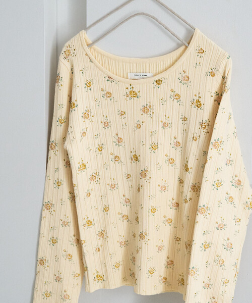 FREAK'S STORE(フリークスストア)の「限定展開 花柄 プリント ニット プルオーバー(ニット/セーター・レディース・ナチュラル/ライトグレー・フリ-)」の1枚目の写真