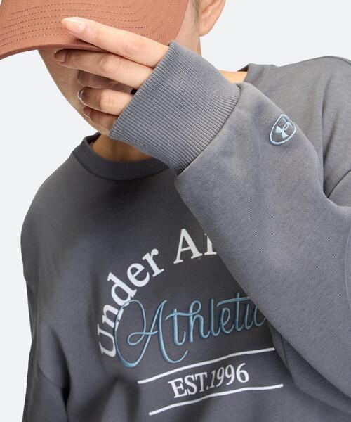 UNDER ARMOUR(アンダーアーマー)の「UAライバルフリース クルー(ライフスタイル/レディース)(スウェット・レディース・グレー×ホワイト・XL/L/M/S)」の4枚目の写真