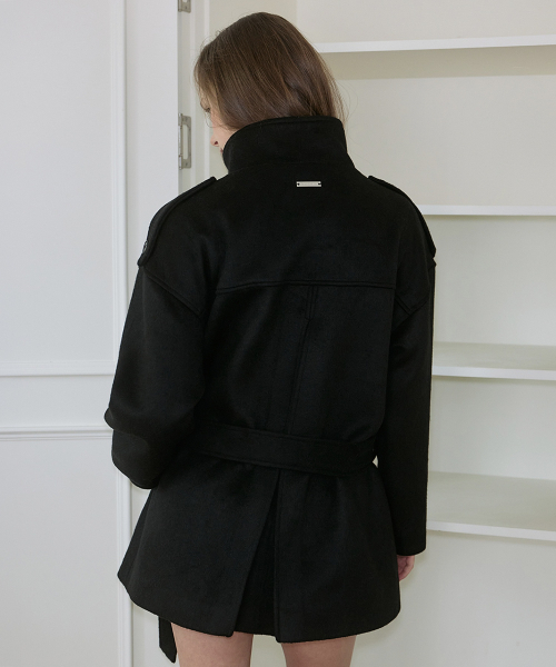 ROSEFRANTZ（ロゼフランツ）の「Belted Funnel-Neck Wool Half Coat [Black]（チェスターコート・レディース・ブラック・FREE）」の4枚目の写真