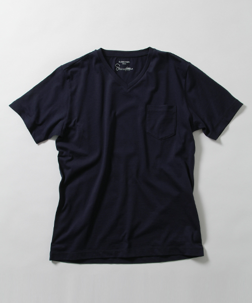 GLOBAL WORK(グローバルワーク)の「【高品質素材使用】スーピマVネックT/707596(Tシャツ/カットソー・メンズ・グレー/ネイビー/ダークグレー/ホワイト/ライトブルー/オレンジ/グリーン/ダークブラウン・SMALL/LARGE/MEDIUM/X-LARGE)」の7枚目の写真