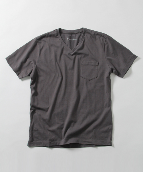 GLOBAL WORK(グローバルワーク)の「【高品質素材使用】スーピマVネックT/707596(Tシャツ/カットソー・メンズ・グレー/ネイビー/ダークグレー/ホワイト/ライトブルー/オレンジ/グリーン/ダークブラウン・SMALL/LARGE/MEDIUM/X-LARGE)」の3枚目の写真