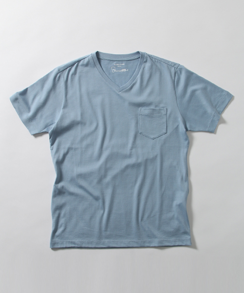 GLOBAL WORK(グローバルワーク)の「【高品質素材使用】スーピマVネックT/707596(Tシャツ/カットソー・メンズ・グレー/ネイビー/ダークグレー/ホワイト/ライトブルー/オレンジ/グリーン/ダークブラウン・SMALL/LARGE/MEDIUM/X-LARGE)」の6枚目の写真