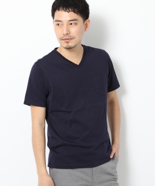 GLOBAL WORK(グローバルワーク)の「【高品質素材使用】スーピマVネックT/707596(Tシャツ/カットソー・メンズ・グレー/ネイビー/ダークグレー/ホワイト/ライトブルー/オレンジ/グリーン/ダークブラウン・SMALL/LARGE/MEDIUM/X-LARGE)」の20枚目の写真