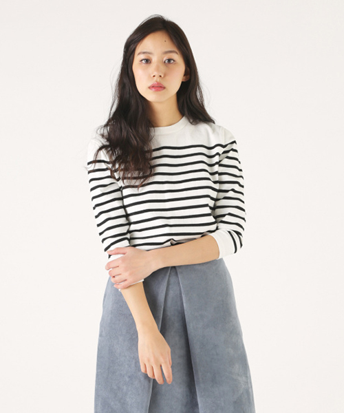 MOUSSY（マウジー）の「A-LINE BORDER T/S（Tシャツ/カットソー・レディース・ピンク系その他/ホワイト系その他/ベージュ系その他・FREE）」の2枚目の写真