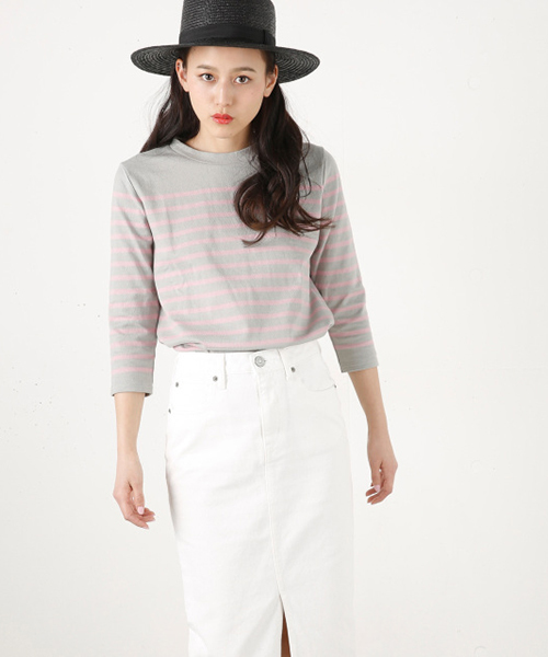 MOUSSY（マウジー）の「A-LINE BORDER T/S（Tシャツ/カットソー・レディース・ピンク系その他/ホワイト系その他/ベージュ系その他・FREE）」の3枚目の写真