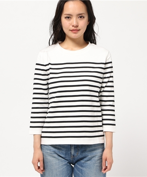 MOUSSY（マウジー）の「A-LINE BORDER T/S（Tシャツ/カットソー・レディース・ピンク系その他/ホワイト系その他/ベージュ系その他・FREE）」の4枚目の写真